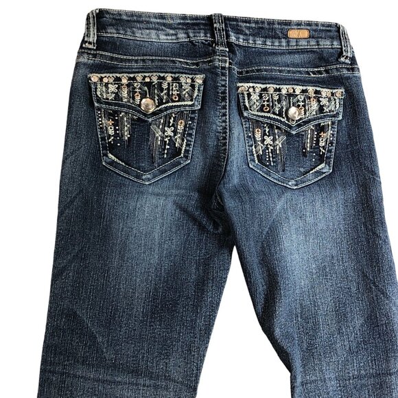 Red Camel Jeans Juniors 9 Bling Low Rise Distressed Embellished Bling Womens Pan - Picture 6 of 16